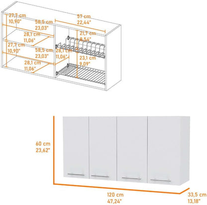 5-Shelf 4-Door Kitchen Set with Island and Wall Cabinet | Includes 5 shelves and 4 doors for expanded storage capacity