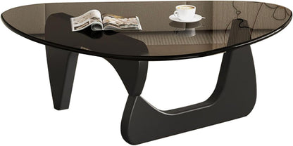 Modern Glass Coffee Table, Mid Century Coffee Table, Small Coffee Table for Living Room,Suitable for Bedroom Living Room Reception Office Tables (Black/Grey, Small)