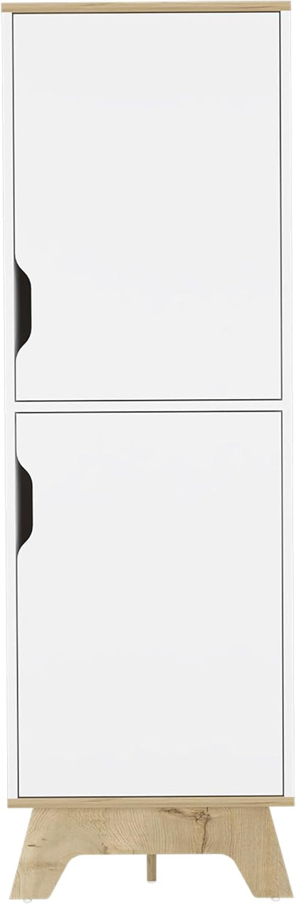 British Single Kitchen Pantry, Four Storage Shelves, Double Doors Cabinets