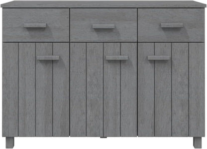 Dark Grey Solid Pine Wood Sideboard with 3 Drawers, MDF Medium Buffet Cabinet for Dining Room and Living Room Storage, Modern Traditional Design, Durable Furniture