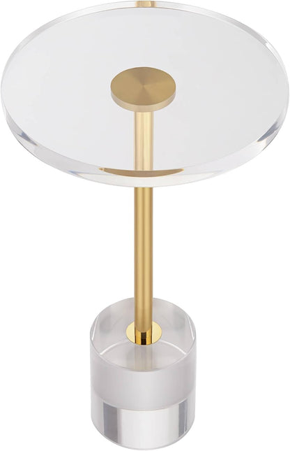 Studio 55D Callie 14" Wide Gold and Clear Acrylic Round Side Table