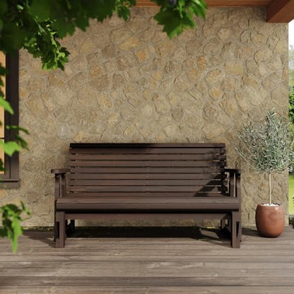 Amish Heavy Duty 800 Lb Roll Back Pressure Treated Porch Glider (4 Foot, Dark Walnut Stain)