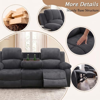 Leather Recliner Sofa Set for Living Room Furniture Sets,Dark Gray Reclining Couch Set for Living Room/Office/Theater Seating(3 Pieces Set)