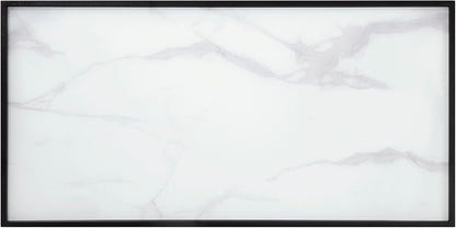 3pc Tables Set with Tempered Glass Top and Black Metal Frame | Includes 3-piece set with white marble-print tempered glass tops