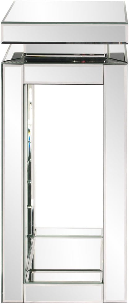 Howard Elliott Collection Small Silver Mirrored Pedestal Accent Table for Home Decoration, Mirrored Finish Design End Table for Bedroom, Entryway or for Any Room, 12 x 12 x 28 Inches