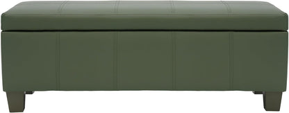 51 Inch Storage Ottoman, Storage Bench with Safety Hinge, Upholstered Synthetic Leather Ottoman Bench for Bedroom, Living Room, Entryway, Hallway, Foot Rest, Support 500lbs