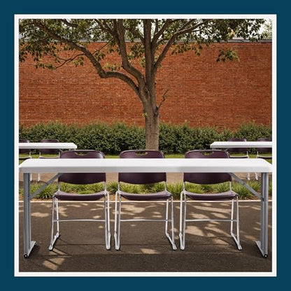 OEF Furnishings OEFBT-SEM1872 Commercial-Grade Premium Industrial Seminar Folding Table with Thick Blow-Molded Top and 16-Gauge Cantilever Steel Legs (Seminar, 18" × 72", Speckled Gray Top)