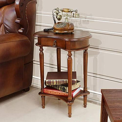Telephone Table, American Carved Side Table,Shelves with Drawers,Telephone Living Room Side Table,European Style Retro Flower Pot Decoration Table (