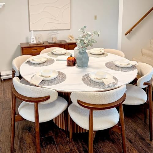 POVISON Modern Dining Chairs Set of 4, Armless Cotton Linen Dining Chair Set with Sackcloth Cushions and Dark Walnut-Coloured Ash Wood, Pre-Assembled Design