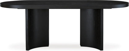 Signature Design by Ashley Rowanbeck Minimalist Dining Table for 8 People, Black