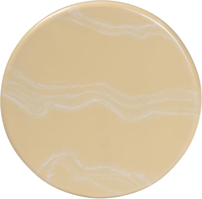 Bali & pari Aponi Marbled Resin End Table - Sculptural Side Table with Round Top and Pedestal Base, Modern Contemporary Statement Furniture, Cream