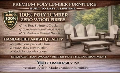 5 FT Purple Amish-Made Porch Glider – 1000 lb Heavy-Duty Poly Lumber wood Roll Back Glider – USA Crafted HDPE Outdoor Seating Furniture - Stainless Steel Hardware – Smooth, Quiet Glide - CupHolders