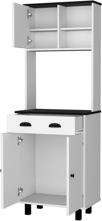 Emily White and Wengue 1-Drawer Kitchen Pantry