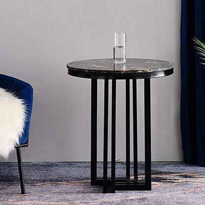Telephone Table, Marble Sofa Side Table Nordic Luxury Round Coffee Table Telephone Table Bedroom Bedside Table Leisure Table 5062CM,Silver