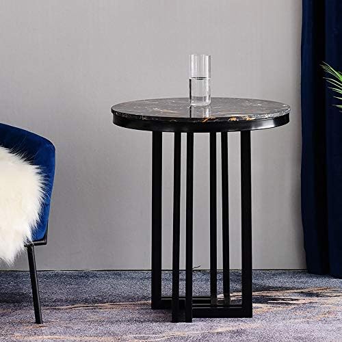 Telephone Table, Marble Sofa Side Table Nordic Luxury Round Coffee Table Telephone Table Bedroom Bedside Table Leisure Table 5062CM(Silver