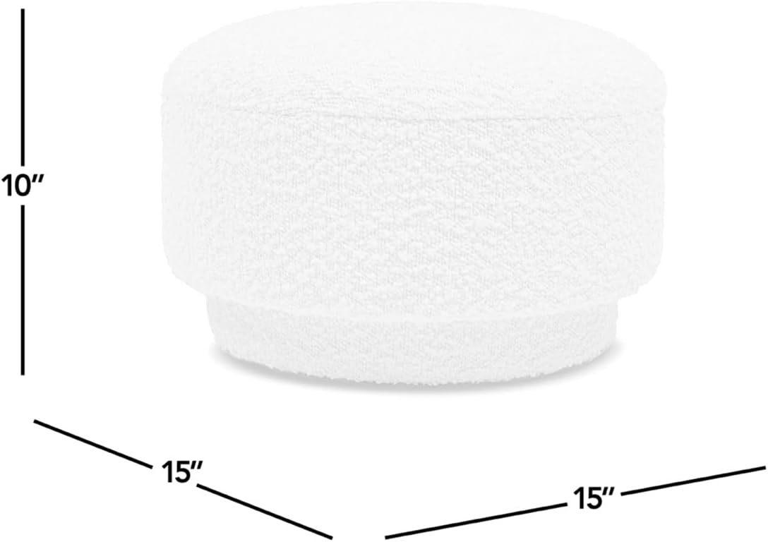 15" Small Foot Stool Ottoman Cute Foot Rest Round Mushroom Ottomans Modern Boucle Footstool Shoe Stool for Couch for Living Room Bedroom Entrance Beige