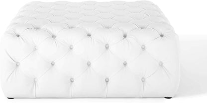Modway EEI-3773-WHI Anthem Tufted Button Large Square Faux Leather Ottoman, White