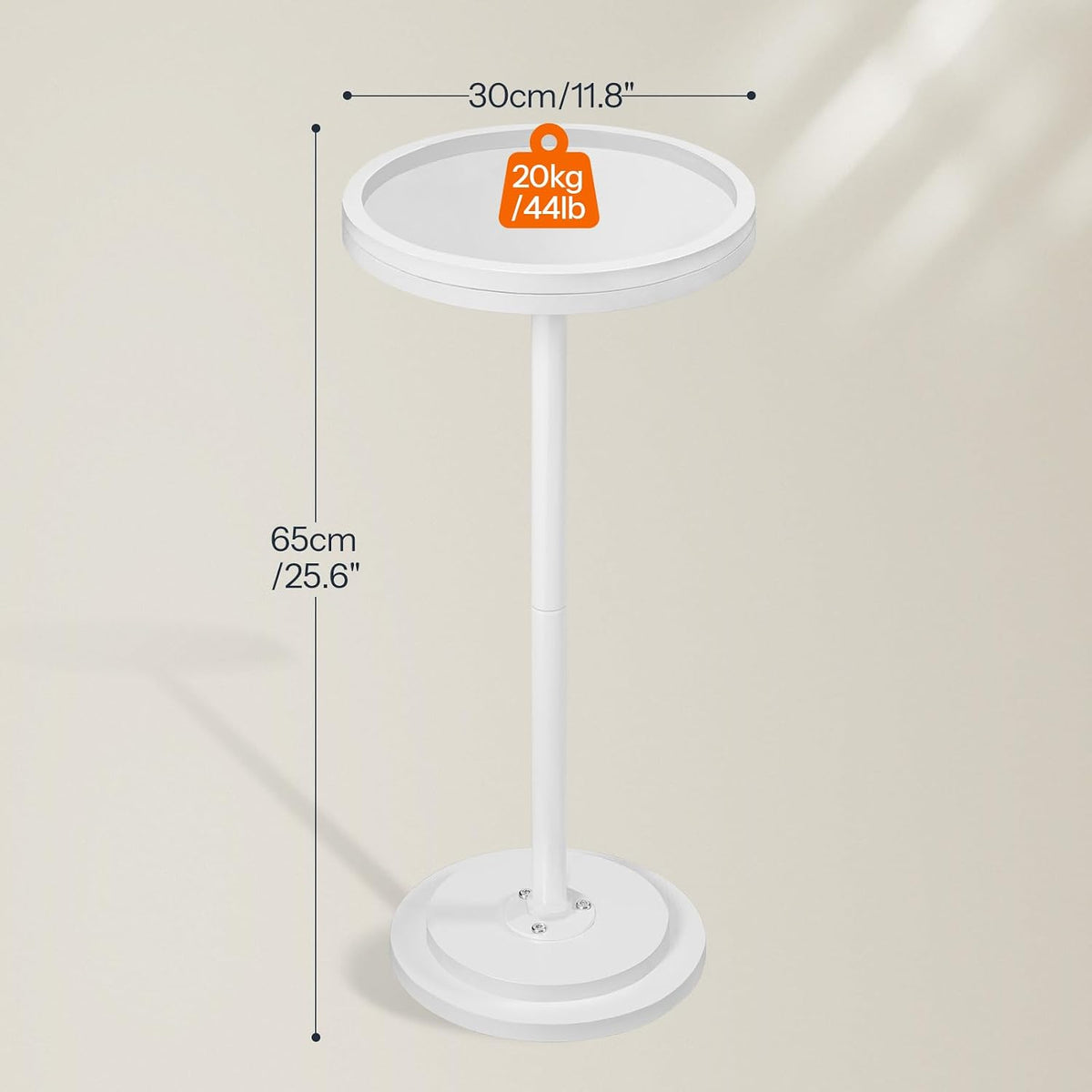 HOOBRO Small Round Side Table, Drink Table, Coffee Martini Table with Pedestal Accent for Small Spaces in Living Room, Bedroom, Sofa Couch, White WW168BZ01