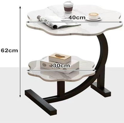 C Shaped End Table Sofa Couch Side Tables with Storage Shelves Nightstand for Living Room Bedroom Office No Discoloration After Long-Term use Easy Assembly(Brown)