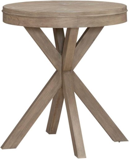 Liberty Furniture Brentwood Round End Table for Living Room - Sandstone Oak Wood