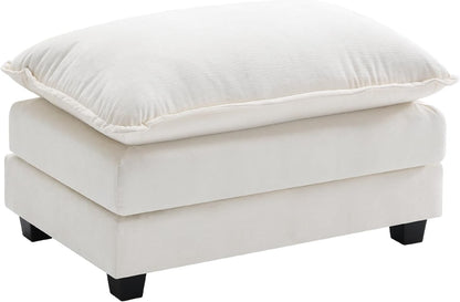 Ihanherry Ottoman for Modular Sectional Cloud Sofa, Chenille Deep Seat Couch for Apartment, Living Room and Bedroom, Beige