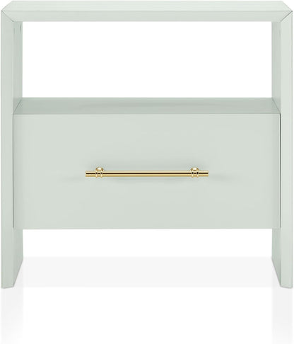 HOMES: Inside + Out Elle Modern 23-inch Rectangular End Table with Drawer and Open Shelf, Wooden Small Nightstand for Living Room, Home Office, Apartment, Small Spaces, Mint Green