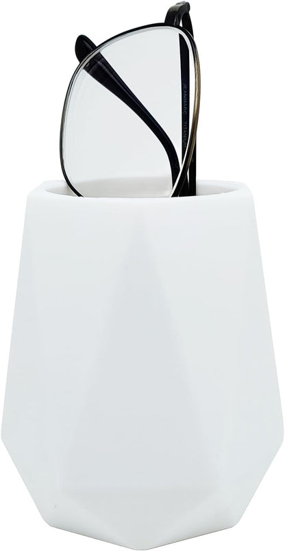 Eyeglass Holder for Nightstand, Silicone Eyeglass Holder for Desk, White | Upright glasses stand for nightstand, desk, and bedside. Keeps eyewear organized and within easy reach.