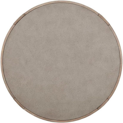 Pemberly Row 3 Piece Set, Round Rubberwood Cocktail Table with Faux Concrete Insert and 2 End Tables, Burnished Beige Finish, Satin Pewter Hardware, Storage Drawer, Living Room Furniture