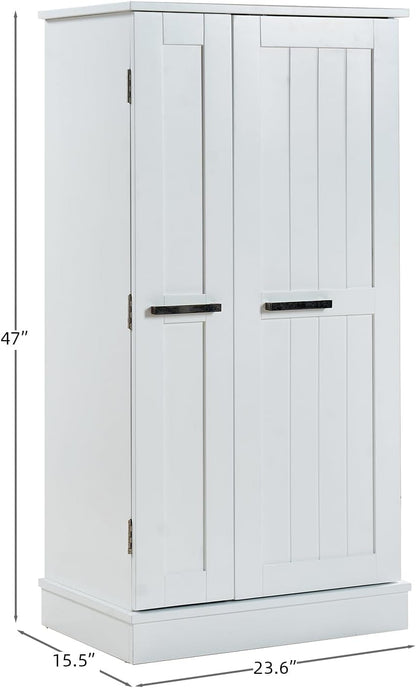 47" Tall Kitchen Pantry Cabinet,Freestanding Kitchen Pantry Storage Cabinet with Doors and Adjustable Shelves for Dining Room and Craft Room
