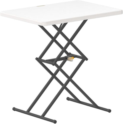 FanttikOutdoor Small Folding Table Quick Adjust 3 Heights, TV Tray, Dining | 2-Second One-Handed Adjustable Height, Foldable Laptop Desk, 3.2" Folded, No Assembly, 28 inch, 1 Pack, White Zeta X1 Pro