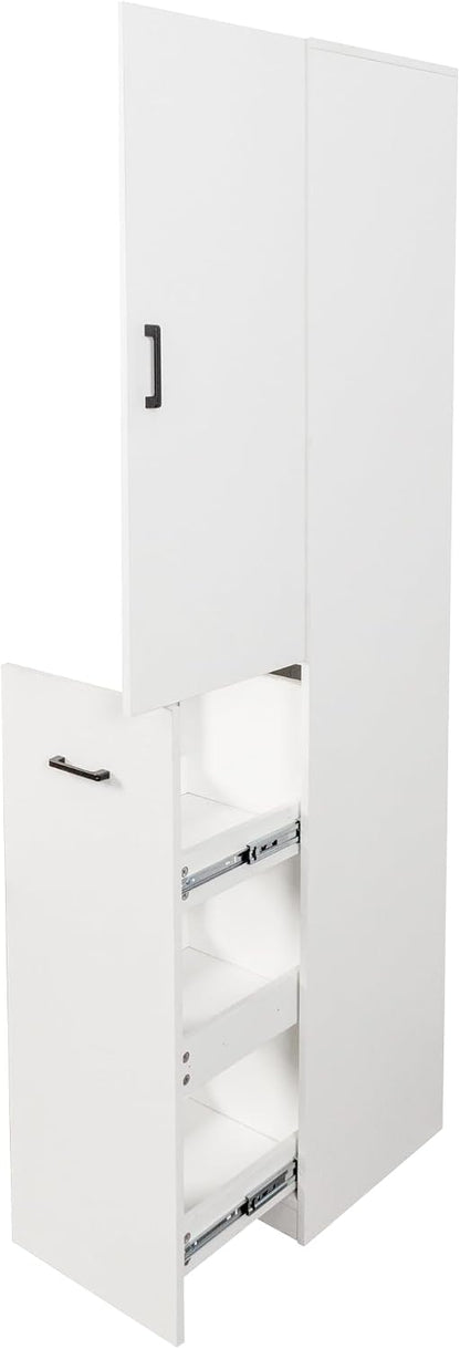71" Spice Cabinet Pantry Cabinet for Kitchen, Tall Slim Storage Cart with Door & 3-Tier Shelf, Narrow Side of Fridge Next to Fridge Storage, Freestanding Narrow Pantry Cabinet for Small Spacem, White