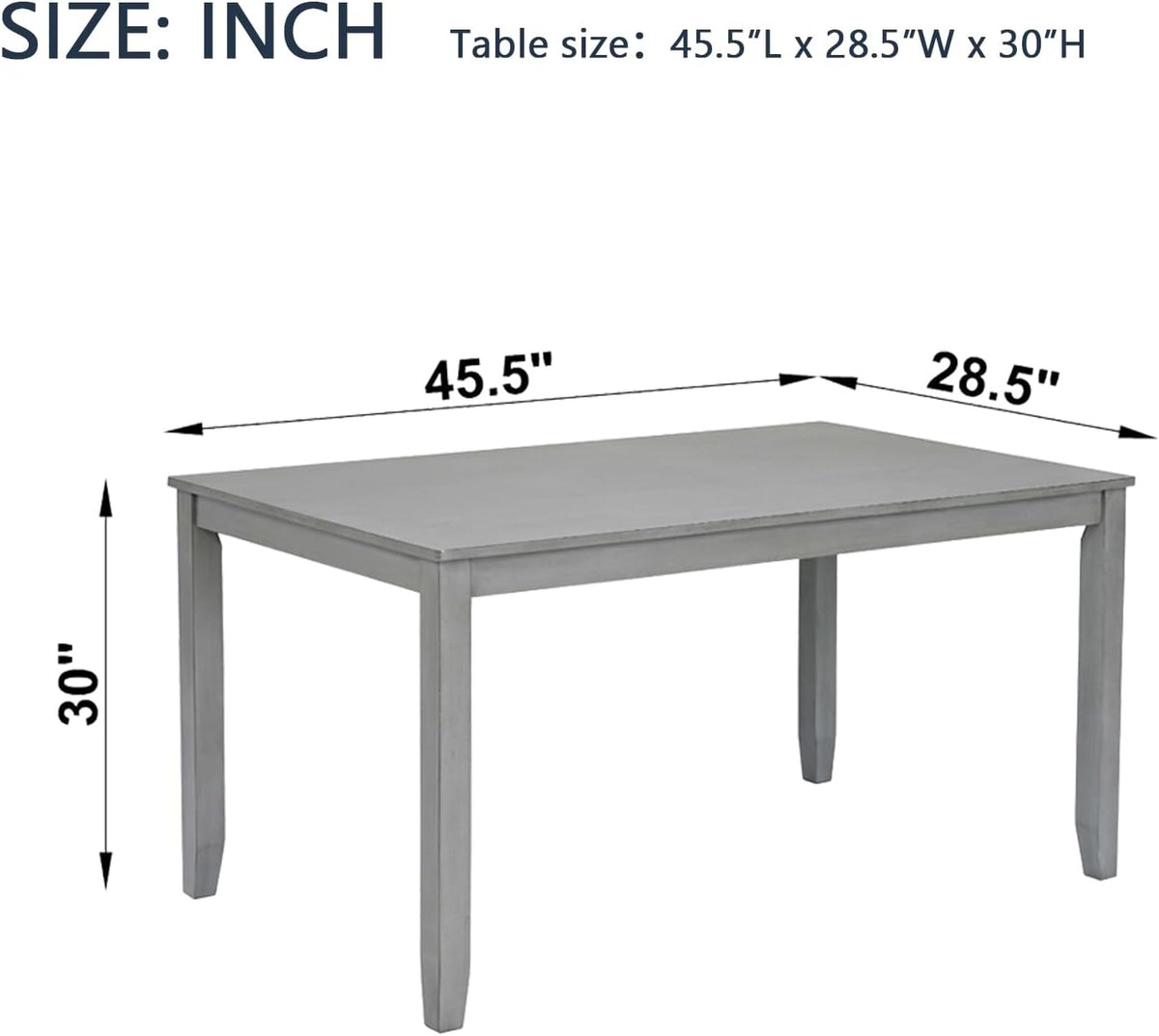 Knocbel Classic 4-Person Dining Table for Small Space, Wooden Apartment Condo Pub Bistro Kitchen Dining Furniture, Standard Height (Gray Rectangular 30" H)