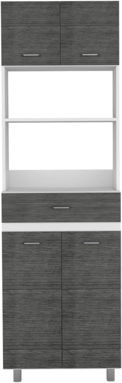 Caribe Microwave Cabinet, Double Door, One Drawer and One Shelf - White/Smokey Oak