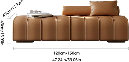 Modern Faux Leather Upholstered End of Bed Bench Modern Long,Rectangular Accent for Living Room Entryway Bedroom Entryway(Orange,120 * 45 * 43cm)