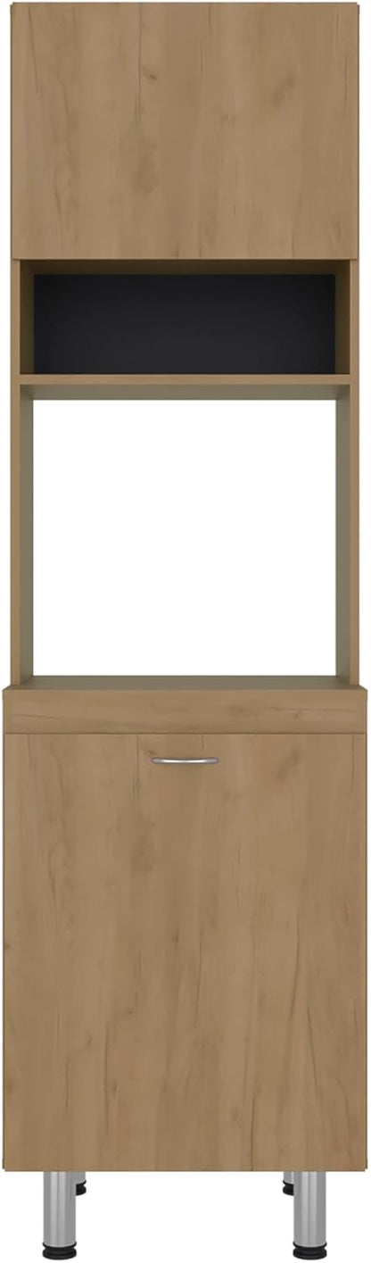 DEPOT E-SHOP 22" Fingal Kitchen Pantry with Microwave Space, Four Shelves and Closed Storage, Natural Oak - Kitchen – Tall Kitchen Storage & Pantry Organization
