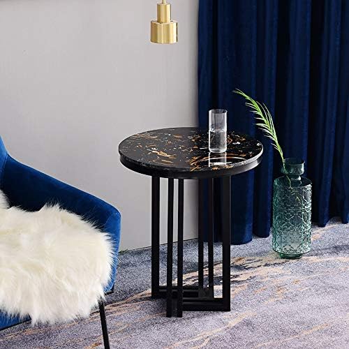 Telephone Table, Marble Sofa Side Table Nordic Luxury Round Coffee Table Telephone Table Bedroom Bedside Table Leisure Table 5062CM(Silver