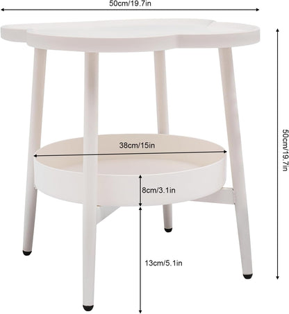 End Table Sofa & Console Flower Shape Snack Side Table with Stand Modern Decorative Side Coffee Table with Load-Bearing 110lbs for Home Bedroom Living Room Kitchen (White)