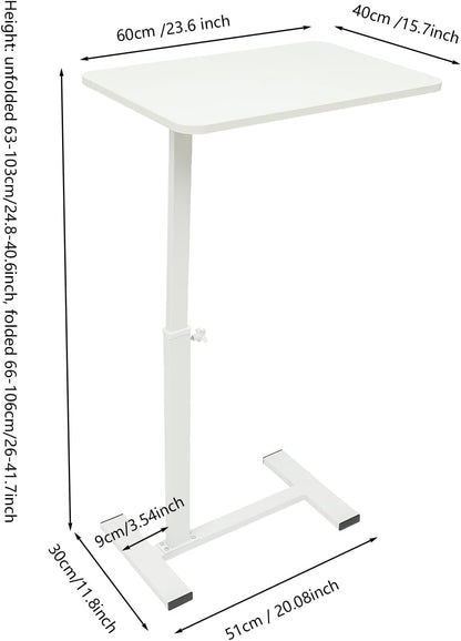Modern Overbed Table, C-Shape Bedside Standing Desk Laptop Table Sofa Chair Side Table Adjustable Height Tray Table for Home Office