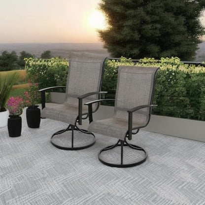 Grand Patio Outdoor Swivel Dining Chairs Set of 2, 360 Degree Mesh Sling Rocker Sets for Deck, Garden Backyard, Mixed Coffee