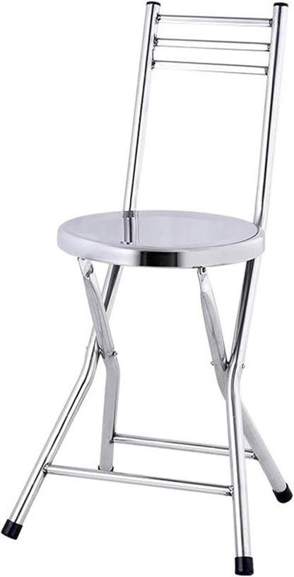 Folding Stool, Stainless Steel Bar Chair, Portable Collapsible Round Breakfast Bar Stool, Durable and Sturdy Portable Fold Up Stool for Outdoor Indoor Kitchen Dining Room