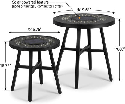 Solar Powered LED Light OutdoorIndoor Tables Modern Nesting End
