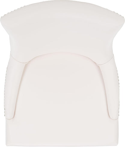 SAFAVIEH Home Collection - Lester White Faux Leather Dining Chair, Nailhead Trim, Modern Transitional Accent Seating (MCR4709N)
