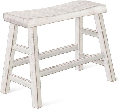 Sunny Designs Marina 24" Farmhouse Mahogany Wood Bench in White Sand