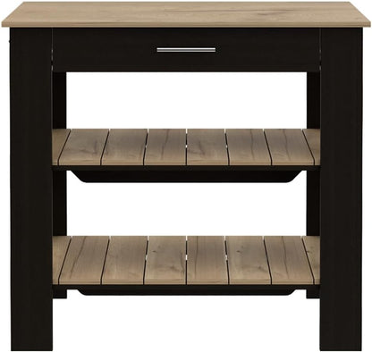 Kitchen Island 40 with Two Shelves One Drawer Four Legs | Includes two open shelves and one drawer for organized storage