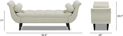Jennifer Taylor Home Alma Tufted Flared Arm Entryway Bench, Taupe Polyester