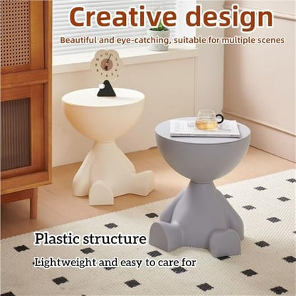 Side Table, Bedside Table with Storage, Round End Table, Balcony Table, Suitable for Bedroom, Living Room, Leisure Room(Red)