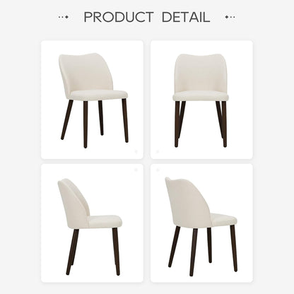 COLAMY Upholstered Dining Chairs Set of 4, Modern Kitchen & Dining Room Chairs with Curved Back, Fabric Padded Seat and Solid Wood Legs, Side Chairs for Restaurant, Cafe & Home, Beige