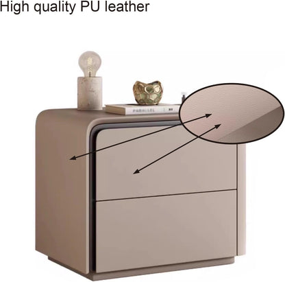 Nightstand Wooden, Bedside Table PU Finish, 2 Drawers Bedside Tables, Side Bed Table with No Installation Required, for Bedroom/Sofa Side Table(Right,Orange_19.68"/50CM)
