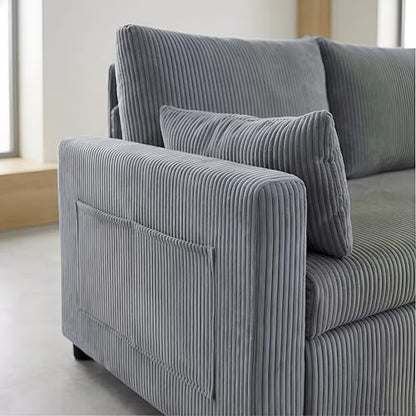 Ball & Cast 86" Sectional Sleeper Sofa Bed Pull Out Couches for Living Room | L Shaped Convertible Pull Out Sofa Bed with Reversible Storage Chaise and Side Pocket, 3-Seat Sofa for Small Space Apartment