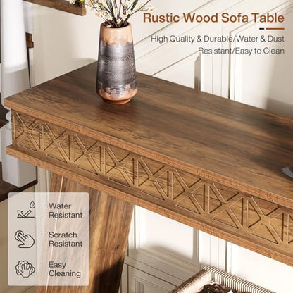 Tribesigns 70.9 Inch Extra Long Console Table for Entryway, 2-Tier | Narrow Sofa Table, Behind Couch Table, Farmhouse Entryway Table with Storage, for Living Room, Hallyway, Foyer, Rustic Brown